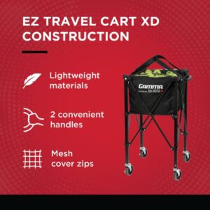 GAMMA Sports EZ Travel Cart Pro, Ball Hopper with Premium Carry Case, Holds 120 Pickleball Balls or 150 Tennis Balls