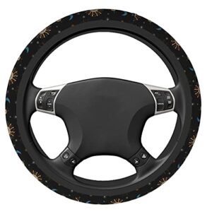 Moon and Sun Steering Wheel Cover Universal 15 Inches Non-Slip Neoprene Cute Stars Wrap Car Accessories Protector Case for Women & Men Girls Fit Auto SUV Sedan Vans Trucks