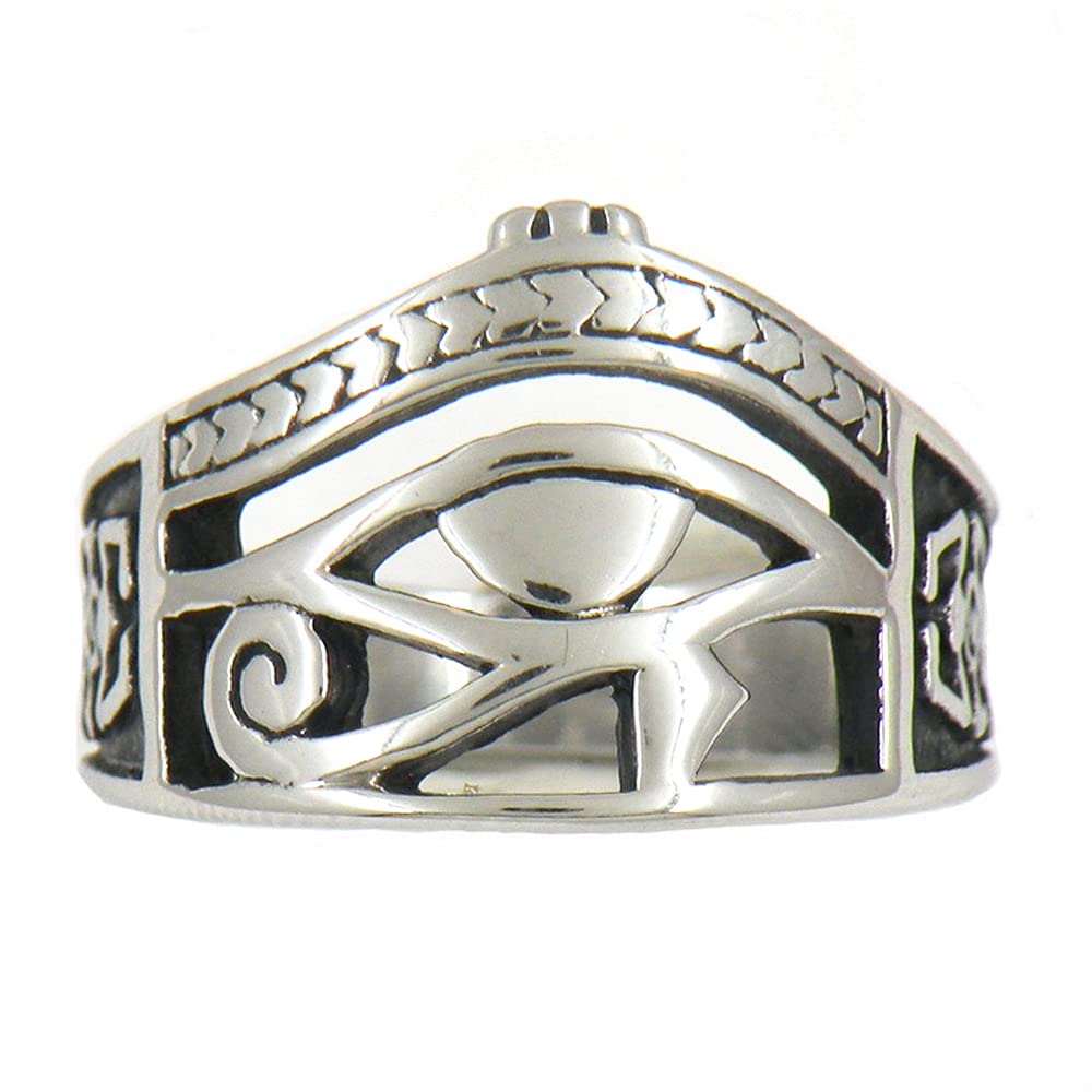 TURTLEDOVE Eye of Horus Ring - Stainless Steel Ring with Egyptian Ankh Cross and Eye of Horus (9)