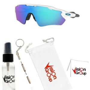 Oakley OO9208 Radar Ev Path Sunglasses+ Vision Group Accessories Bundle(Polished White/Prizm Sapphire (920873), mens