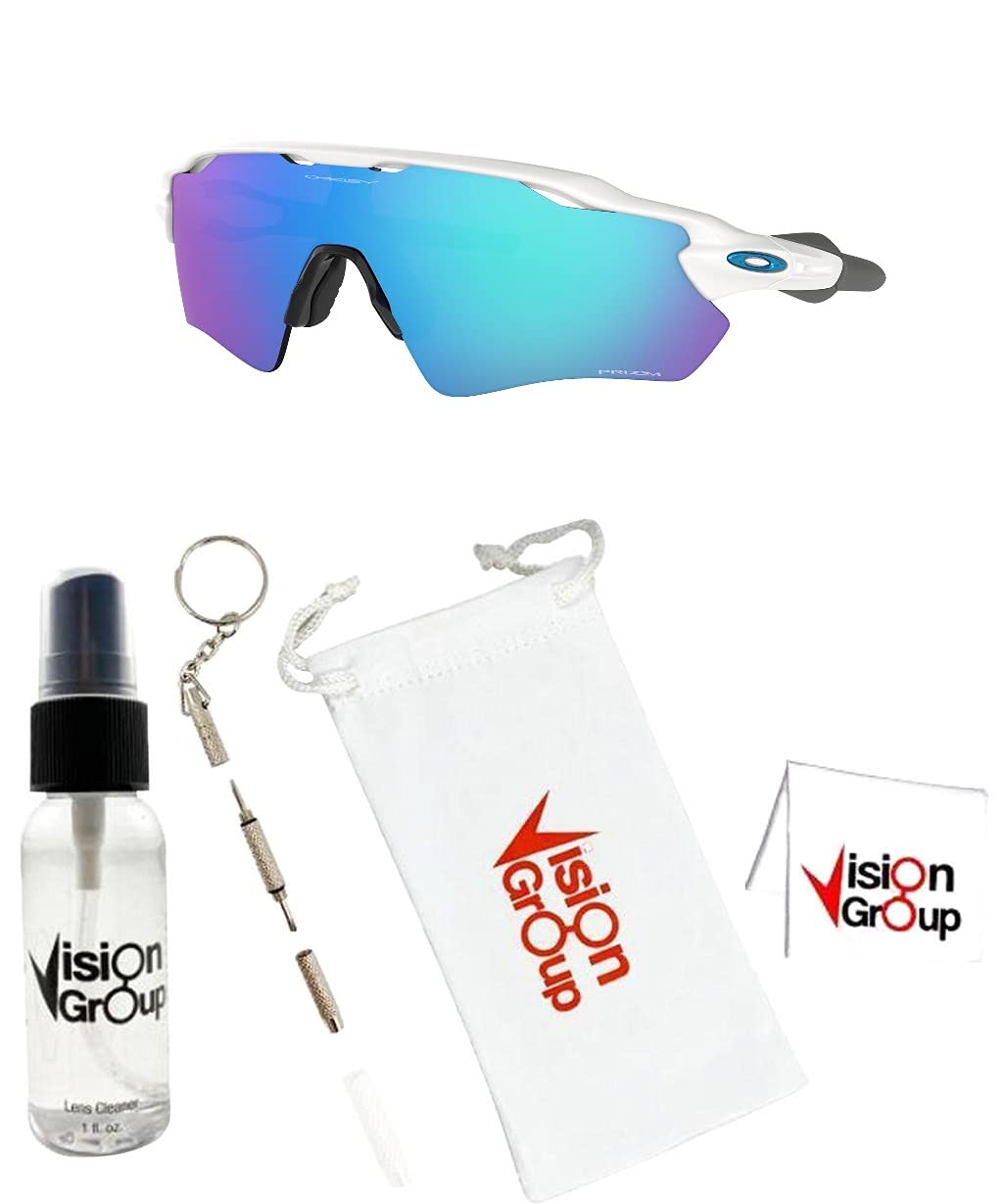 Oakley OO9208 Radar Ev Path Sunglasses+ Vision Group Accessories Bundle(Polished White/Prizm Sapphire (920873), mens