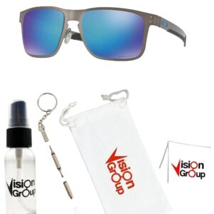 Oakley OO4123 Holbrook Metal Sunglasses + Vision Group Accessories Bundle (Matte Gunmetal/Prizm Sapphr Iridium Polarized (412307))