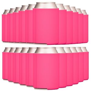 TahoeBay Blank Beer Can Cooler Sleeves (50-Pack) Bulk Sublimation Blanks for Vinyl Plain Collapsible Foam Can Sleeves Coolers Soda Cans and Bottles Custom Drink Assorted Solid Color (Hot Pink)