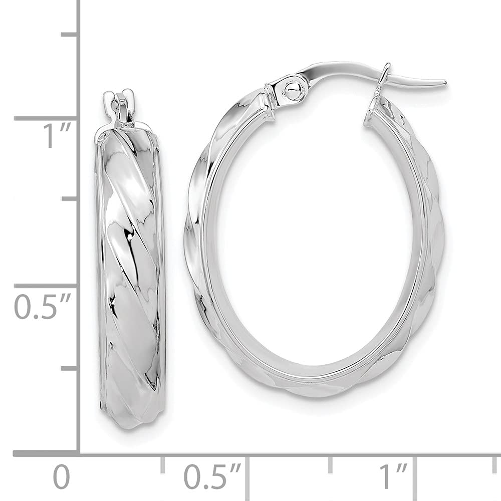 FJC Finejewelers 14 kt White Gold Hoops Polished and Twisted Oval Hoop Earrings 25 mm x 19 mm