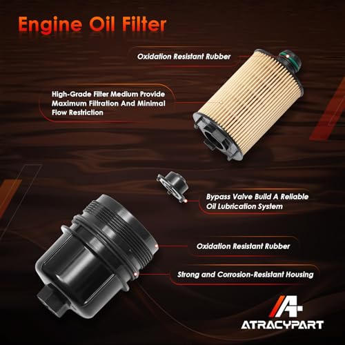 Engine Oil Filter, Compatible With 2020-2023 Jeep Wrangler JL, 2021-2023 Jeep Gladiator, 2020-2023 Ram 1500 DT 3.0L V6 EcoDiesel, Replaces# 68507598AA, 68498720AA