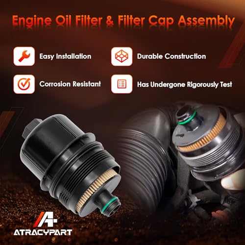 Engine Oil Filter, Compatible With 2020-2023 Jeep Wrangler JL, 2021-2023 Jeep Gladiator, 2020-2023 Ram 1500 DT 3.0L V6 EcoDiesel, Replaces# 68507598AA, 68498720AA