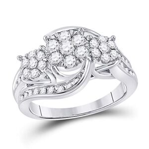 dazzlingrock collection 10kt white gold round diamond cluster bridal wedding engagement ring 1 cttw