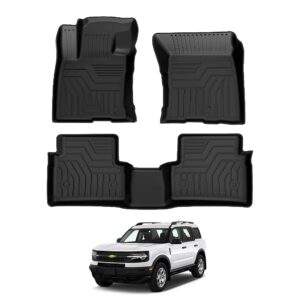 t tgbros floor mats custom fit for 2021-2023 2024 ford bronco sport all-weather floor liners 2 rows car mats set black