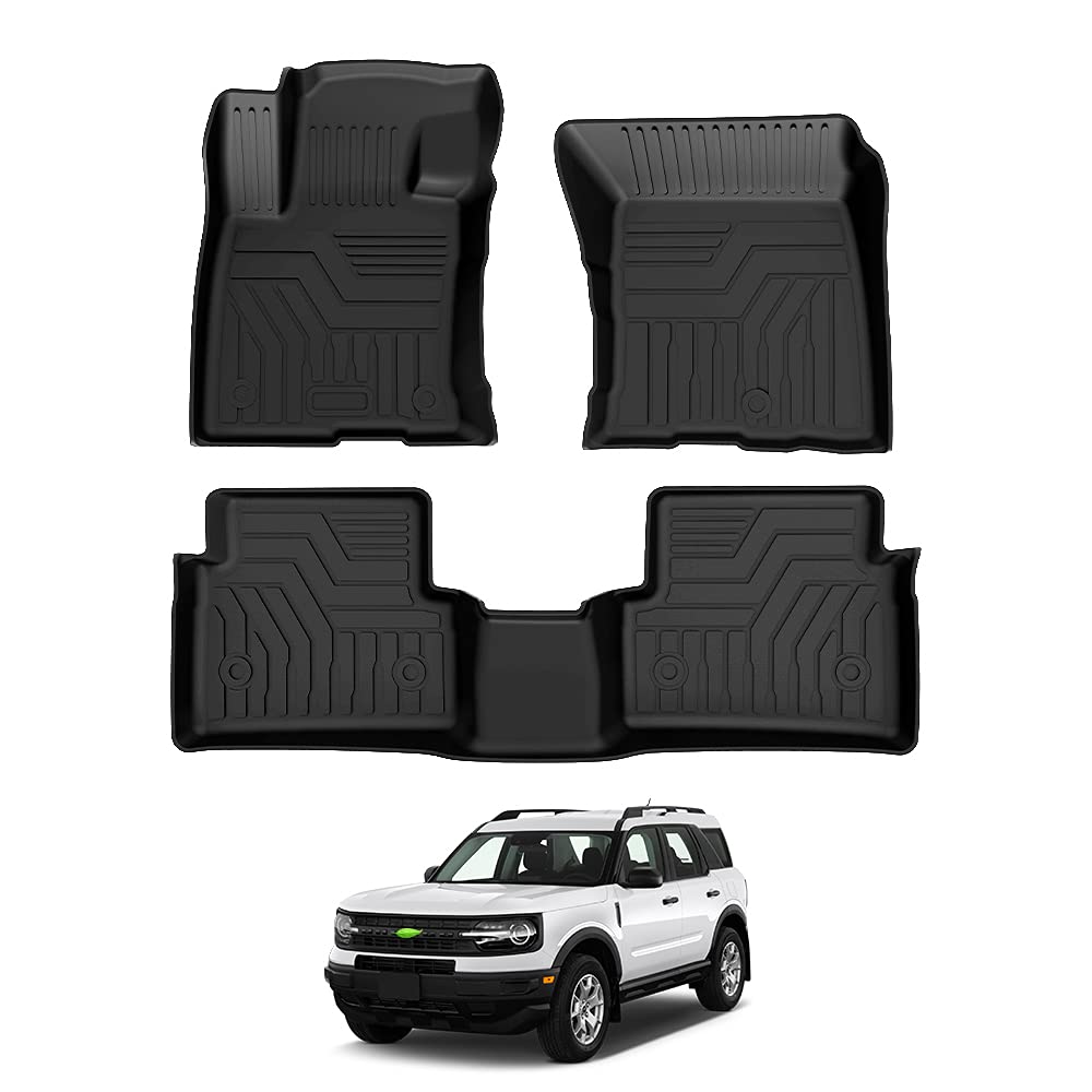 T TGBROS Floor Mats Custom Fit for 2021-2023 2024 Ford Bronco Sport All-Weather Floor Liners 2 Rows Car Mats Set Black