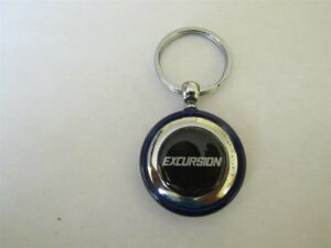 2000 2001 2002 2003 2004 2005 excursion logo round plastic keychain - blue