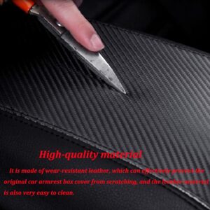 CEBAT Auto Center Console Cover Pad, Waterproof Anti-Scratch Leather Armrest Seat Box Protector Fit for Ford Edge 2015-2024, Car Interior Decoration Accessories(Carbon Fiber)