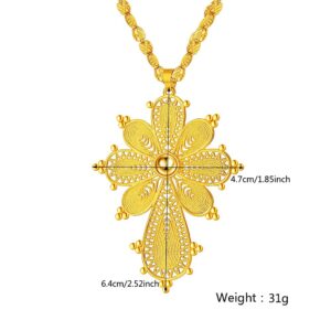 18K Gold Plated Ethiopian Cross Pendant with Ethiopian Eritrea Items