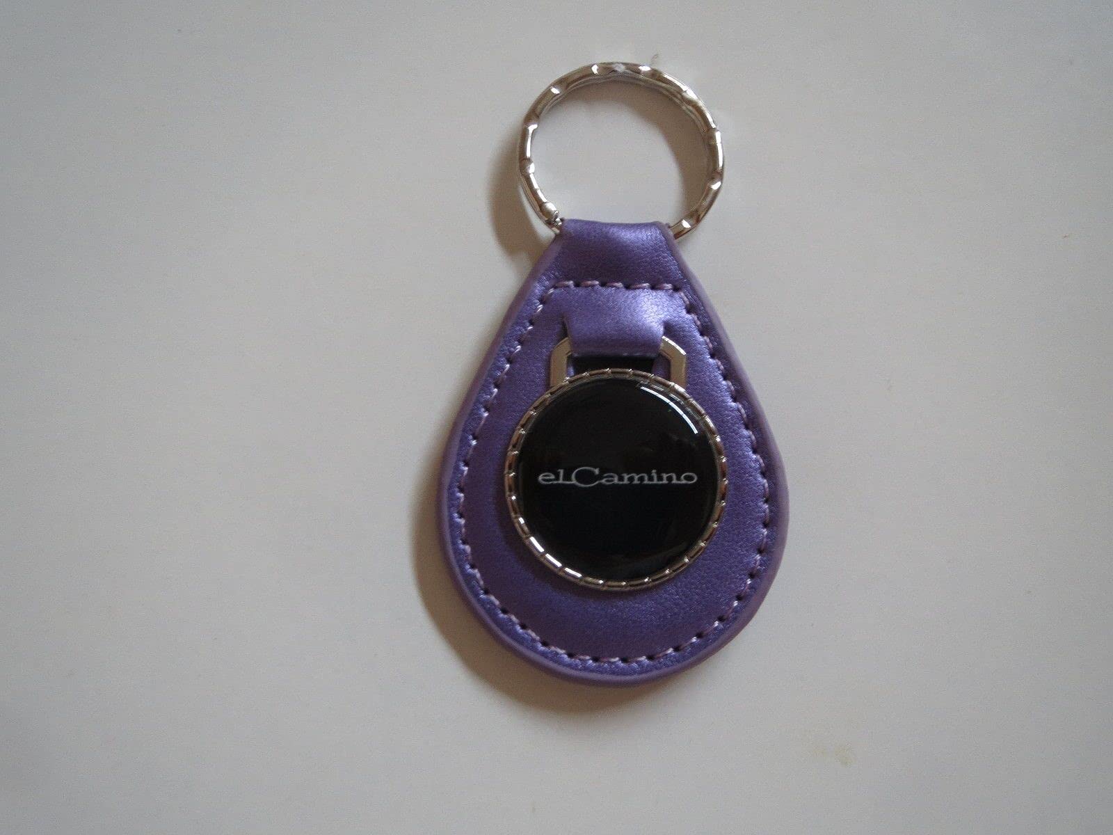 1959-1987 EL CAMINO SCRIPT LOGO EMBLEM LEATHER KEYCHAIN - PURPLE