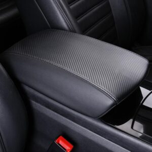 CEBAT Auto Center Console Cover Pad, Waterproof Anti-Scratch Leather Armrest Seat Box Protector Fit for Ford Edge 2015-2024, Car Interior Decoration Accessories(Carbon Fiber)