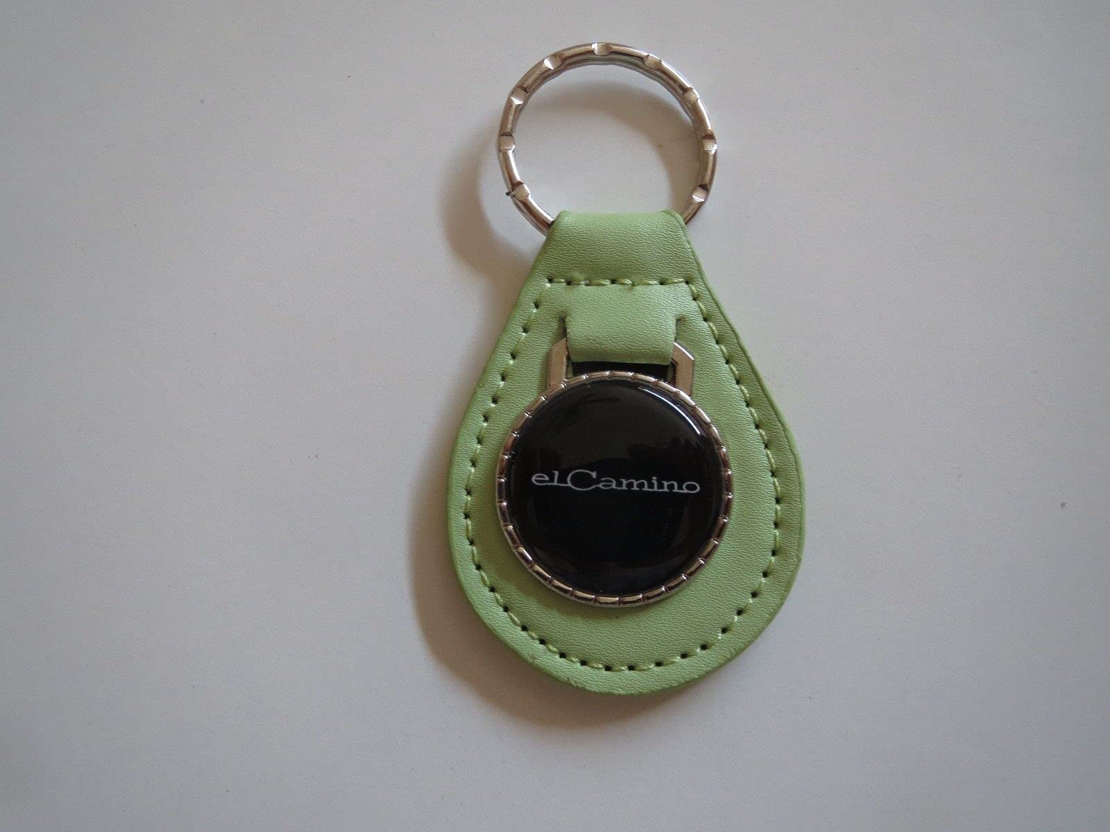 1959-1987 EL CAMINO SCRIPT LOGO EMBLEM LEATHER KEYCHAIN - BRIGHT GREEN