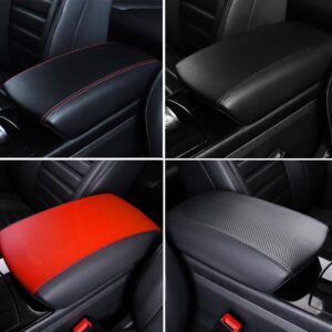 CEBAT Auto Center Console Cover Pad, Waterproof Anti-Scratch Leather Armrest Seat Box Protector Fit for Ford Edge 2015-2024, Car Interior Decoration Accessories(Carbon Fiber)