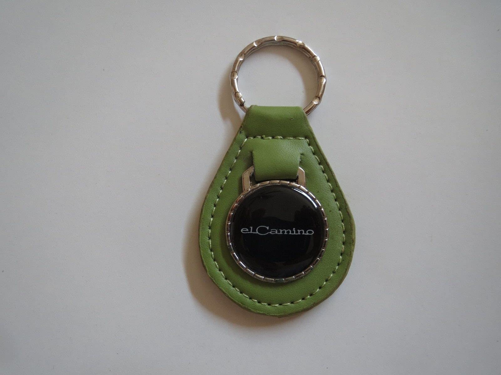 1959-1987 EL CAMINO SCRIPT LOGO EMBLEM LEATHER KEYCHAIN - GREEN