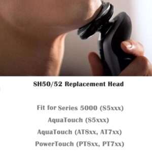 Suleto SH50/52 Replacement Heads Compatible with Noreclo Series 5000 Electric Shaver, Sh50 Replacement Head Part for Series 5000 S5xxx, ATXX, PTXX PT8xx, PT7xx, Sh50 Shaving Blades-6Pcs W/Brush