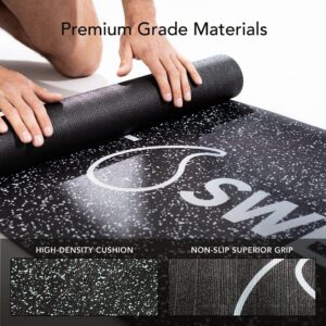 Sports Research Sweet Sweat Yoga Mat (Dual Sided) - Fitness & Exercise Mat with Easy-Cinch Yoga Mat Carrier Strap (72"L x 24"W) - Black