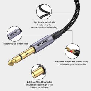 MOSWAG 6.35mm (1/4 inch) to 3.5mm (1/8 inch) Headphone Jack Adapter 10FT/3Meter 1/8 Female to 1/4 Male Extension Cable 3.5 to 6.35 for Mixer Guitar Piano Amplifier Speaker and More