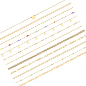 WFYOU 12Pcs Beach Bikini Belly Chain Jewelry for Women Rhinestone Beads Waist Chain Sexy Gold Body Chain Jewelry for Summer