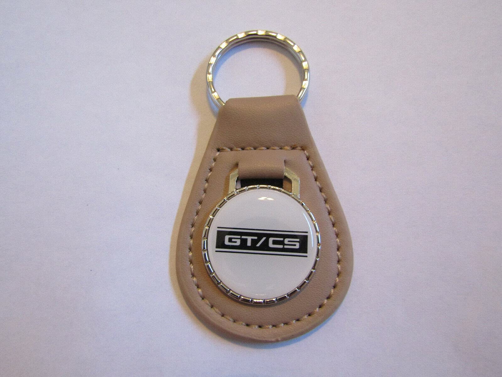 SHELBY CALIFORNIA SPECIAL GT/CS BW LOGO LEATHER KEYCHAIN - BEIGE