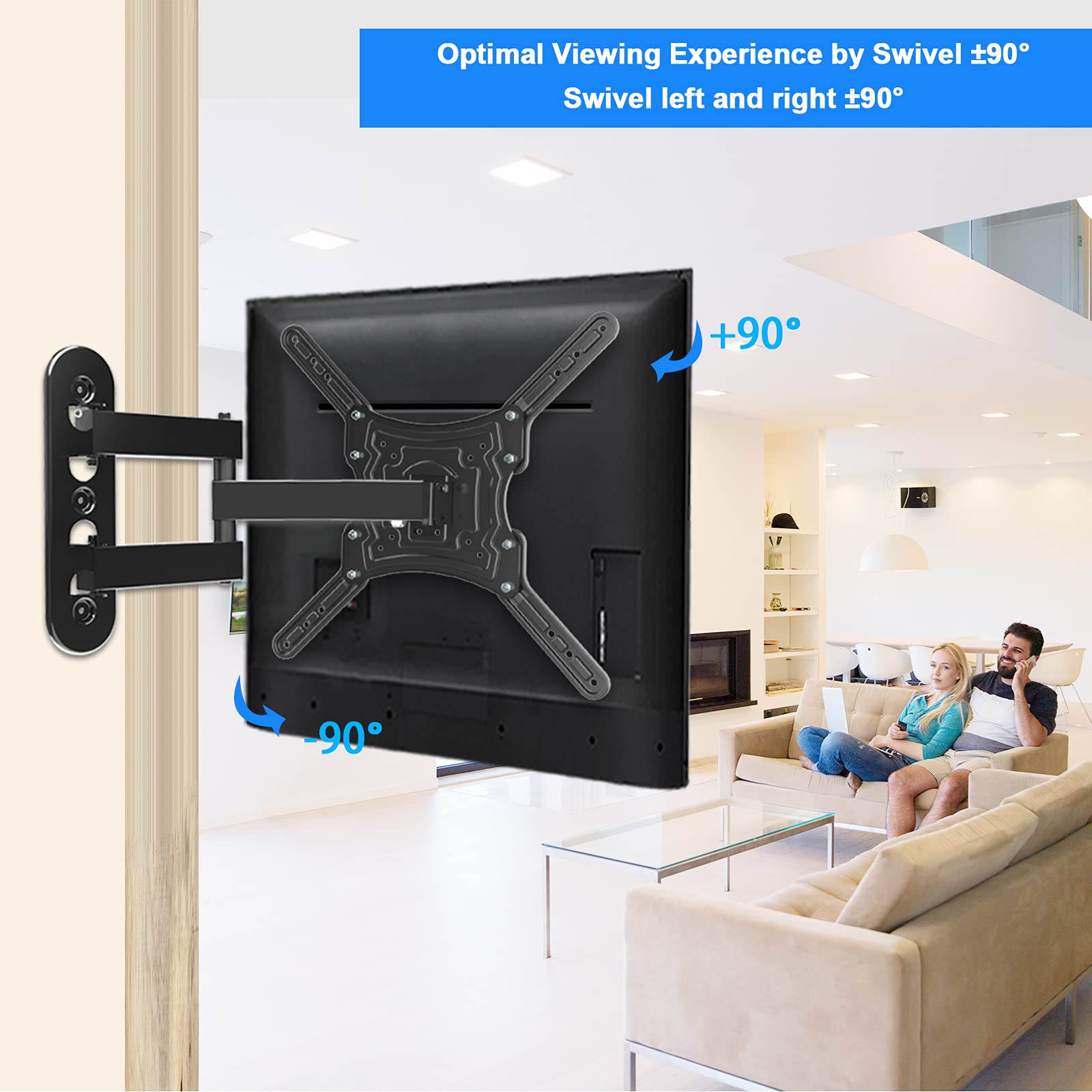 BLUE STONE TV Wall Mount, Full Motion TV Mount Swivel and Tilt for Most 28-60 Inch TVs, Wall Mount TV Bracket up to 80 lbs and Max VESA 400x400mm, Perfect Center Design for LED LCD Curved Flat Screen