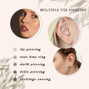 ORAZIO 9Pcs 20G Nose Rings Hoops For Women Surgical Steel Paved CZ Cartilage Earring Hoop Cute Butterfly Flower Nose Piercing Jewelry Silver Gold Black Rose Gold Nose Ring Hoop