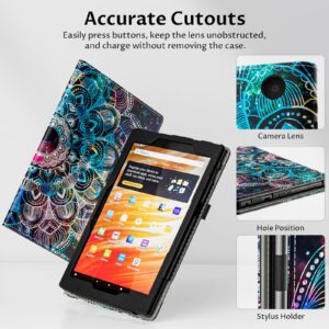 VORI Case for All-New Amazon Kindle Fire HD 10 Tablet (13th/11th Generation 2023/2021 Release) and Fire HD 10 Plus 10.1" - Slim Folding Stand Folio Cover with Auto Wake/Sleep & Hand Strap, Mandala