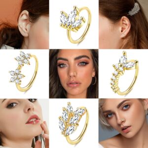 ORAZIO 9Pcs 20G Nose Rings Hoops For Women Surgical Steel Paved CZ Cartilage Earring Hoop Cute Butterfly Flower Nose Piercing Jewelry Silver Gold Black Rose Gold Nose Ring Hoop