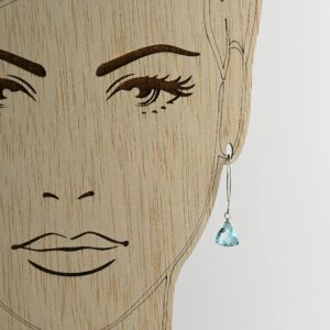 Handmade Dangle Earrings for Women - Aquamarine Blue Quartz Sterling Silver Earrings in Gift Box - Sparkly Blue Quartz Trillion - Lightweight Dangling Earrings - Trendy Long Dangly Drop Earrings