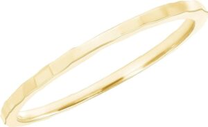 dainty solid gold rings for women - 1mm ridged gold stacking rings jewelry - simple thin dainty rings available in 4 – 12 ring sizes - non tarnish gold rings with 3 gold colors made in usa