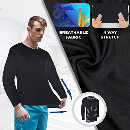 High Energy Long Sleeve Workout Shirts for Men 4 Pack Moisture Wicking Dry Fit for Running Sports and Gym Fitness, Size Medium, Pack 302