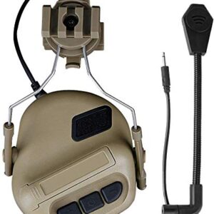 NC Helmet Version Noise Reduction Pickups, Electronic Shooting Noise Safety Earmuffs, Tactical Headsets For Airsoft Activities, Tan, 20x15x10cm