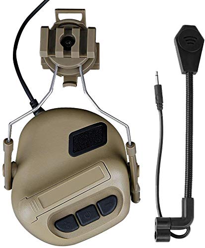 NC Helmet Version Noise Reduction Pickups, Electronic Shooting Noise Safety Earmuffs, Tactical Headsets For Airsoft Activities, Tan, 20x15x10cm