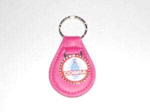 1960's shelby cobra gt350 gt500 vintage logo leather keychain - magenta