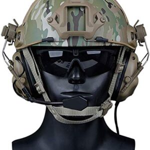 NC Helmet Version Noise Reduction Pickups, Electronic Shooting Noise Safety Earmuffs, Tactical Headsets For Airsoft Activities, Tan, 20x15x10cm