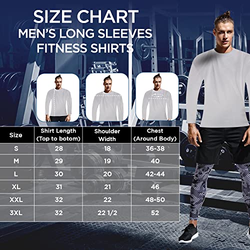 High Energy Long Sleeve Workout Shirts for Men 4 Pack Moisture Wicking Dry Fit for Running Sports and Gym Fitness, Size Medium, Pack 302