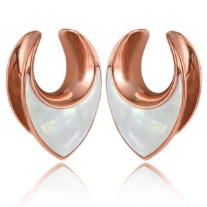 Casvort 2 PCS 12mm (1/2'') Hypoallergenic 316 Stainless Steel Rose Gold Elegant Conch Saddle Hangers Tunnels Reverse Saddle Gauges Piercing Body Jewelry