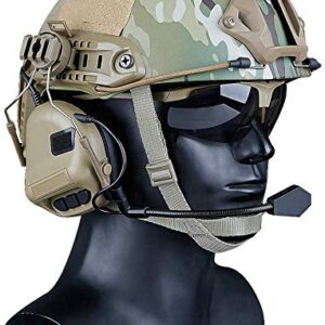 NC Helmet Version Noise Reduction Pickups, Electronic Shooting Noise Safety Earmuffs, Tactical Headsets For Airsoft Activities, Tan, 20x15x10cm