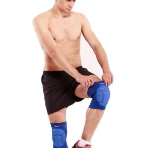 Sponge Cushioned Knee Support Pad 1 Pair Crush proof Sport Kneecap Brace Elastic Sleeve Fitness Bike Basketball MMA Boxing Ski Knee Injury Protector Guard - Pain- relief, Warm-up