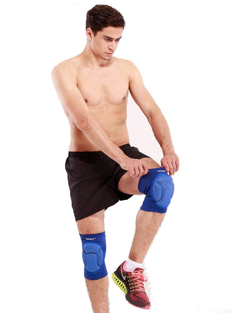 Sponge Cushioned Knee Support Pad 1 Pair Crush proof Sport Kneecap Brace Elastic Sleeve Fitness Bike Basketball MMA Boxing Ski Knee Injury Protector Guard - Pain- relief, Warm-up