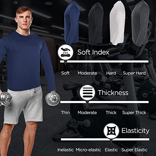 High Energy Long Sleeve Workout Shirts for Men 4 Pack Moisture Wicking Dry Fit for Running Sports and Gym Fitness, Size Medium, Pack 302