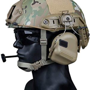 NC Helmet Version Noise Reduction Pickups, Electronic Shooting Noise Safety Earmuffs, Tactical Headsets For Airsoft Activities, Tan, 20x15x10cm