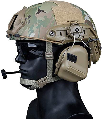 NC Helmet Version Noise Reduction Pickups, Electronic Shooting Noise Safety Earmuffs, Tactical Headsets For Airsoft Activities, Tan, 20x15x10cm