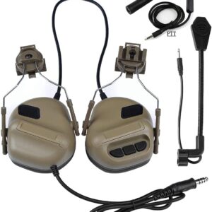 NC Helmet Version Noise Reduction Pickups, Electronic Shooting Noise Safety Earmuffs, Tactical Headsets For Airsoft Activities, Tan, 20x15x10cm