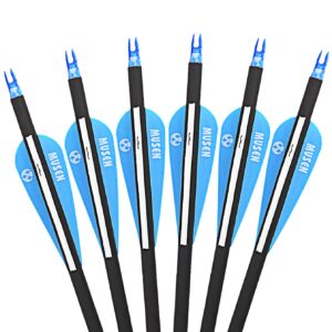 Musen Archery 30/28 Inch Carbon Practice Targeting Arrows with Removable for Youth Compound & Recurve Bow Target (Pack of 12)