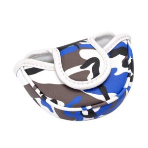 plusker 1pc camo golf club half mallet putter cover magnetic blue synthetic leather headcovers for male/female golfers