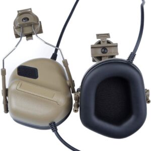 NC Helmet Version Noise Reduction Pickups, Electronic Shooting Noise Safety Earmuffs, Tactical Headsets For Airsoft Activities, Tan, 20x15x10cm