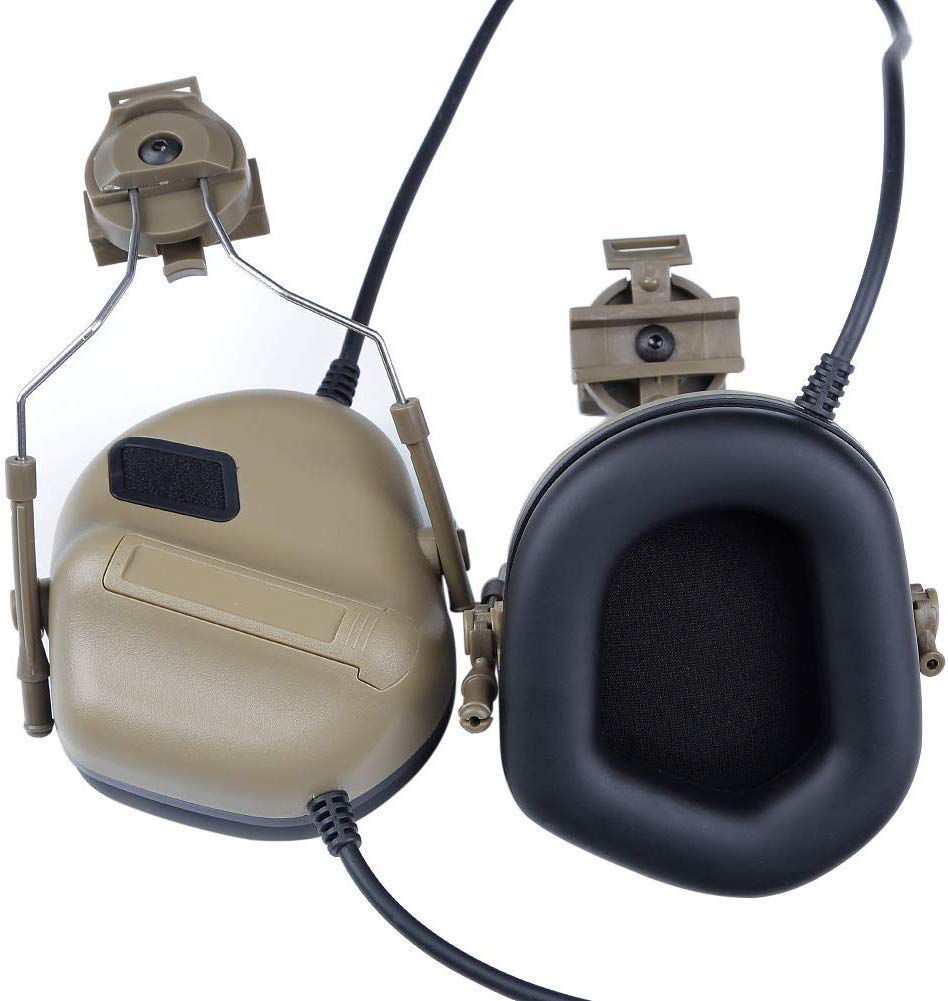 NC Helmet Version Noise Reduction Pickups, Electronic Shooting Noise Safety Earmuffs, Tactical Headsets For Airsoft Activities, Tan, 20x15x10cm